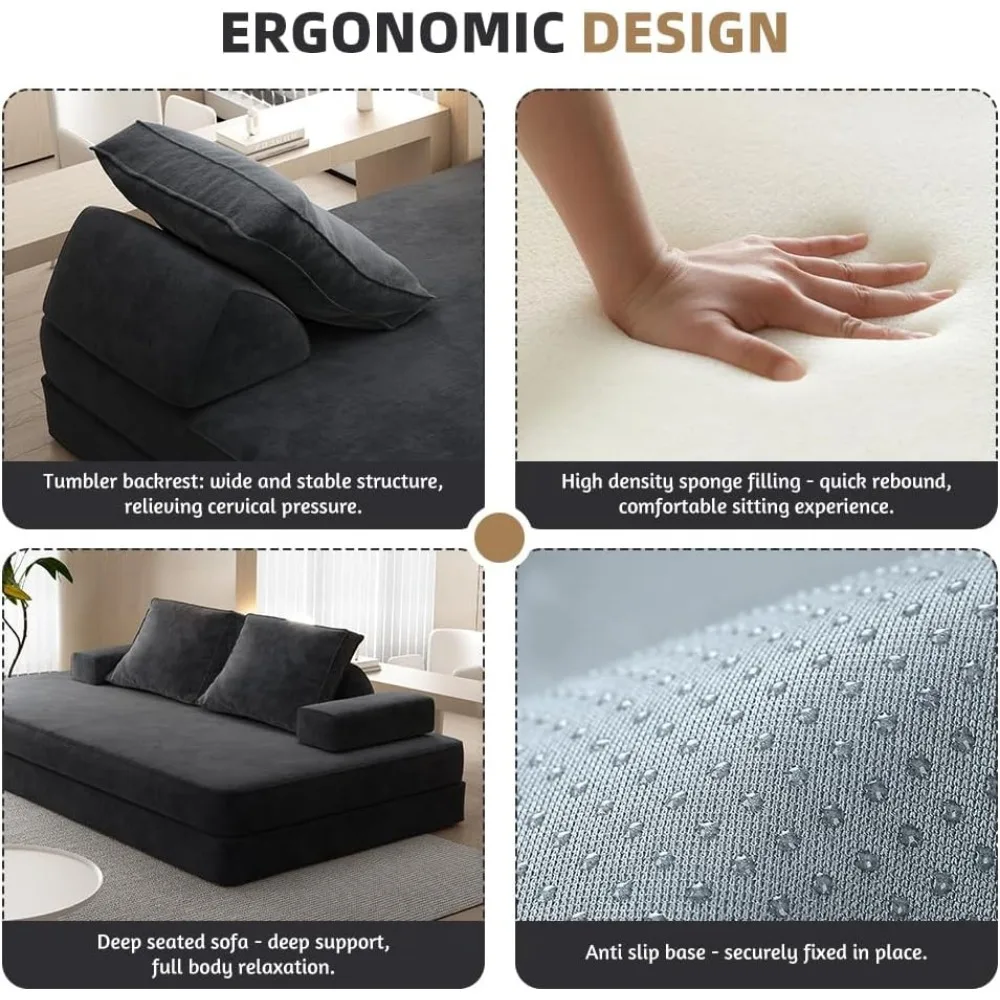 Диван-кровать-футон размера King Size с регулируемыми спинками, раскладной матрас из пенопласта, диван-кровать