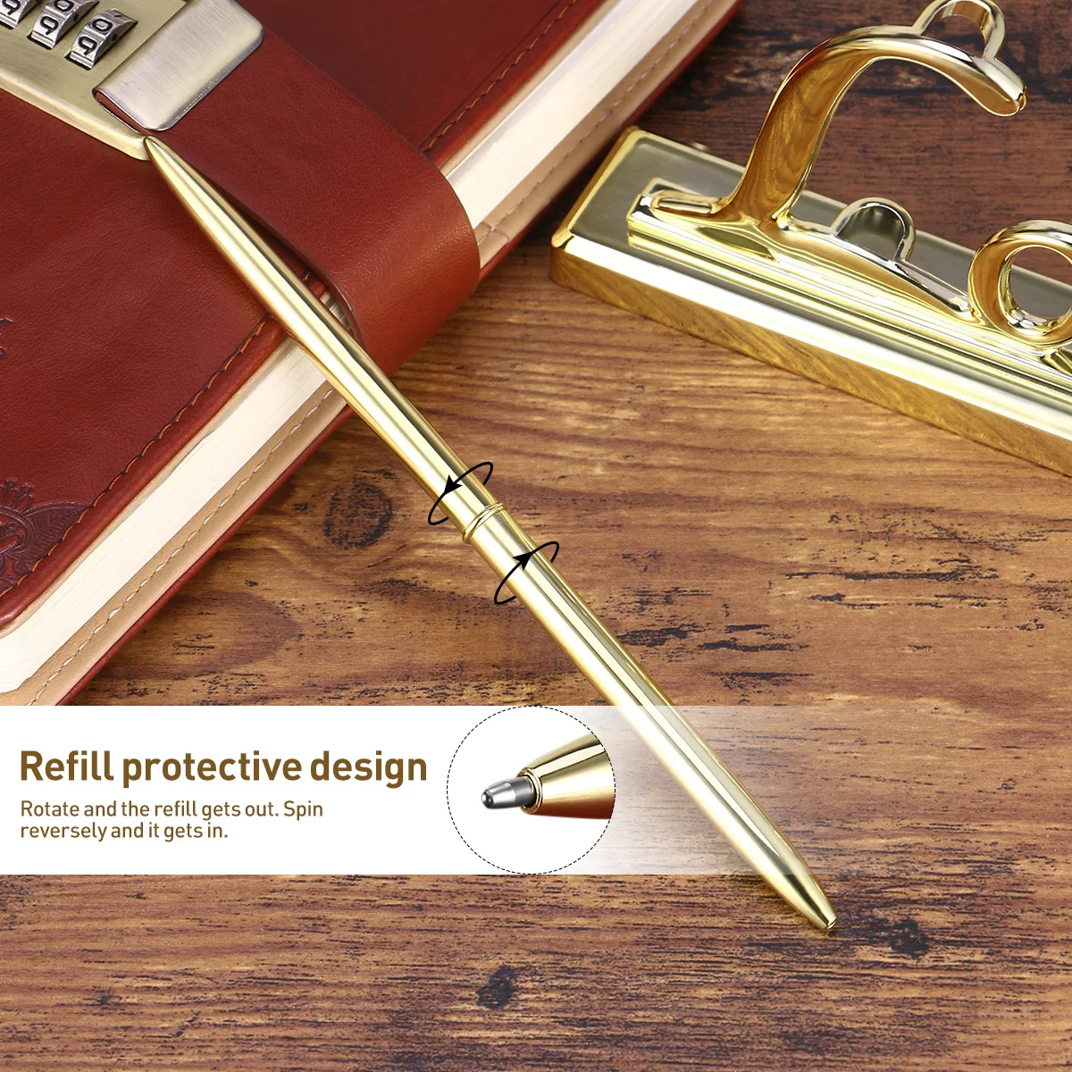 

Golden Wedding Signature Pen Set with Holder for Guest Book Signing Engaged Special Days Durability Shiny Practical Use Pen