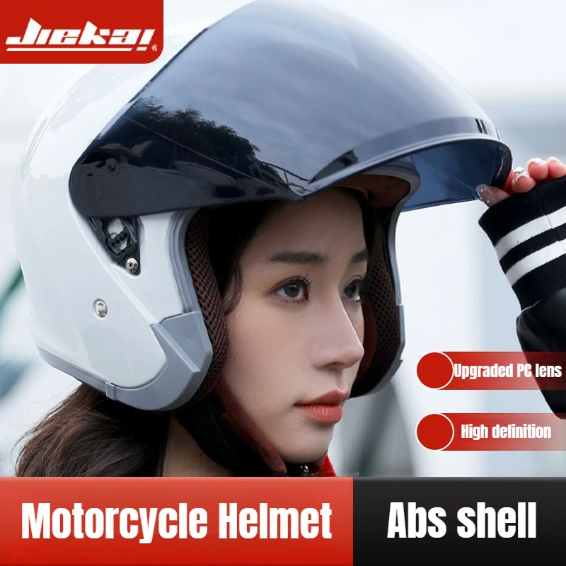 

Motorcycle Open Face Helmet Women Breathable 3/4 Helmet Electric Bike Motorbike Helmet High Definition Lens Cascos Para Moto
