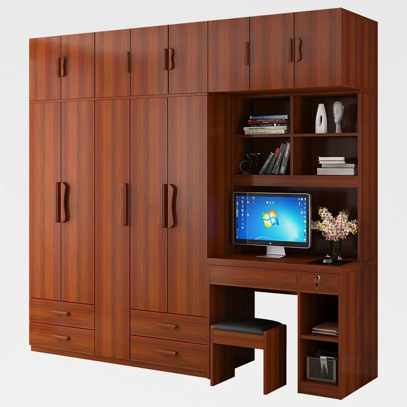 

Компьютерный стол с гардеробом, простая современная комбинация для спальни, книжная полка, студенческий письменный стол, встроенный цельный стол