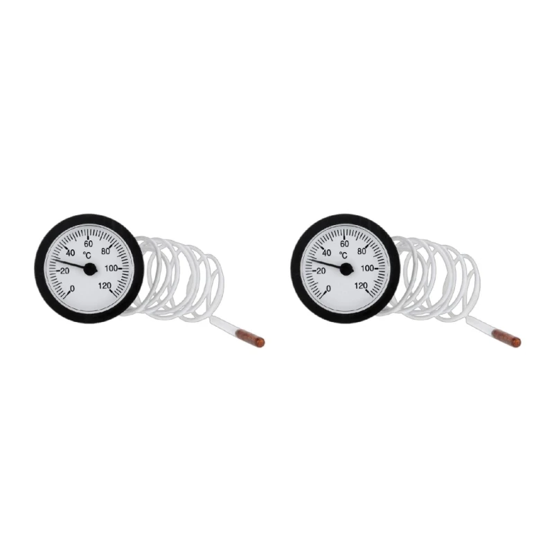 2Pcs Professional Dial Thermometer Capillary Temperature Gauge 0-120℃ water & oil with 1m