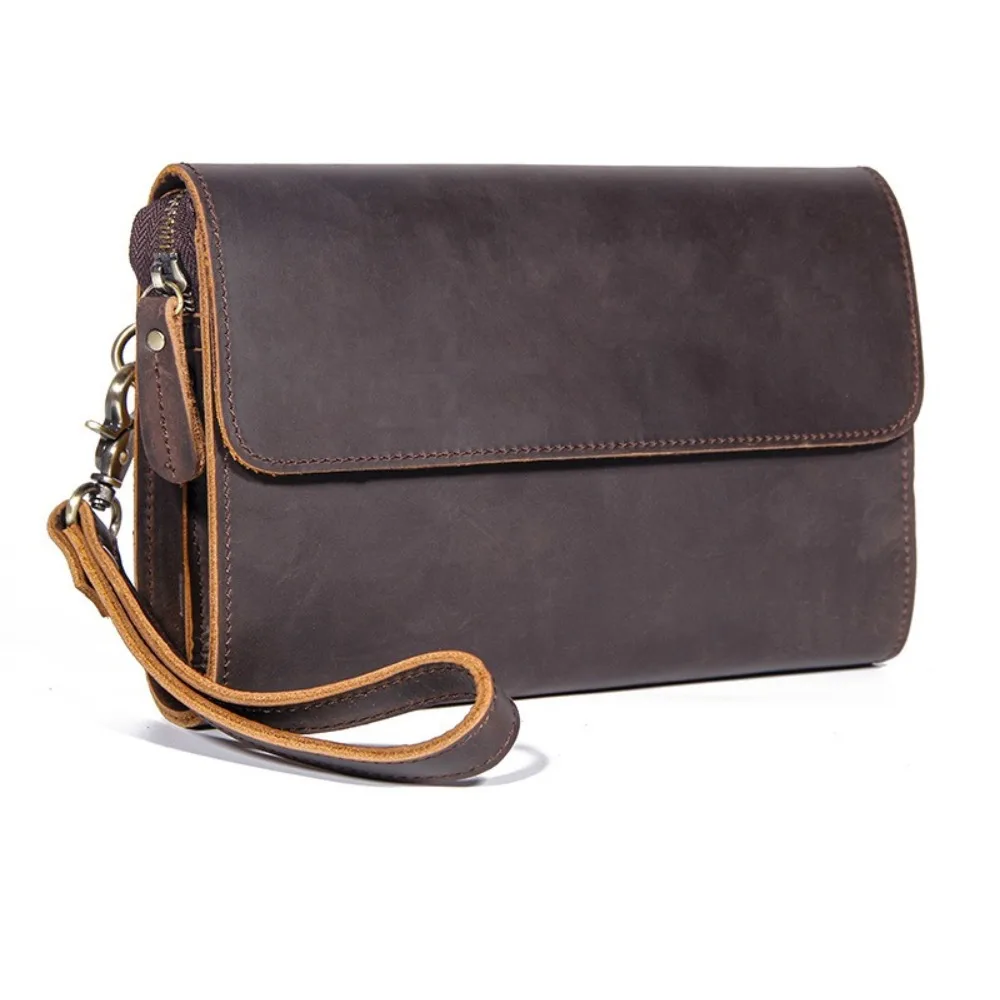 

2025 New First-Layer Cowhide Versatile Minimalist Men's Clutch Bag, Genuine Leather Men's High Fashion First-LayerCowhide Clutch