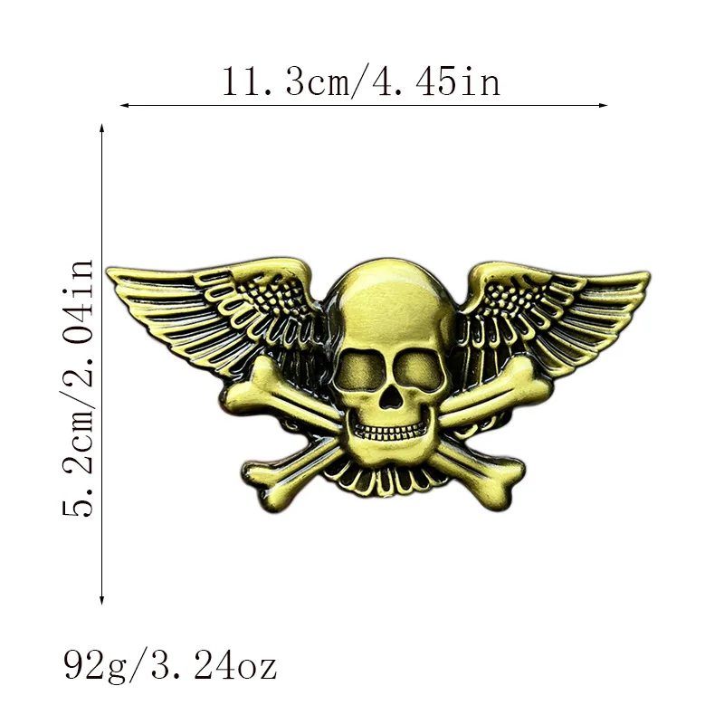 Hebilla de cinturón con ala de calavera estilo occidental