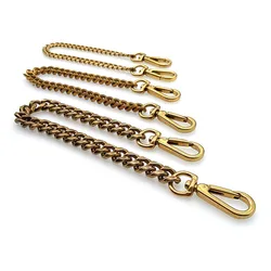 Baver Antique Solid Brass Flat Curb Bag Chains With Buckle Shoulder Strap Handbag Purse Replacement Accessories Key DIY