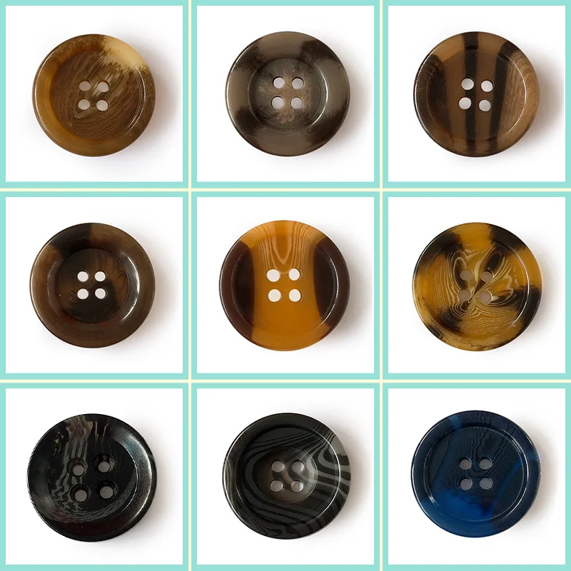 

2026 New 2.5cm New Coat Pattern Resin Buttons Men's and Women's Woolen Windbreaker Buttons Round Black Buttons