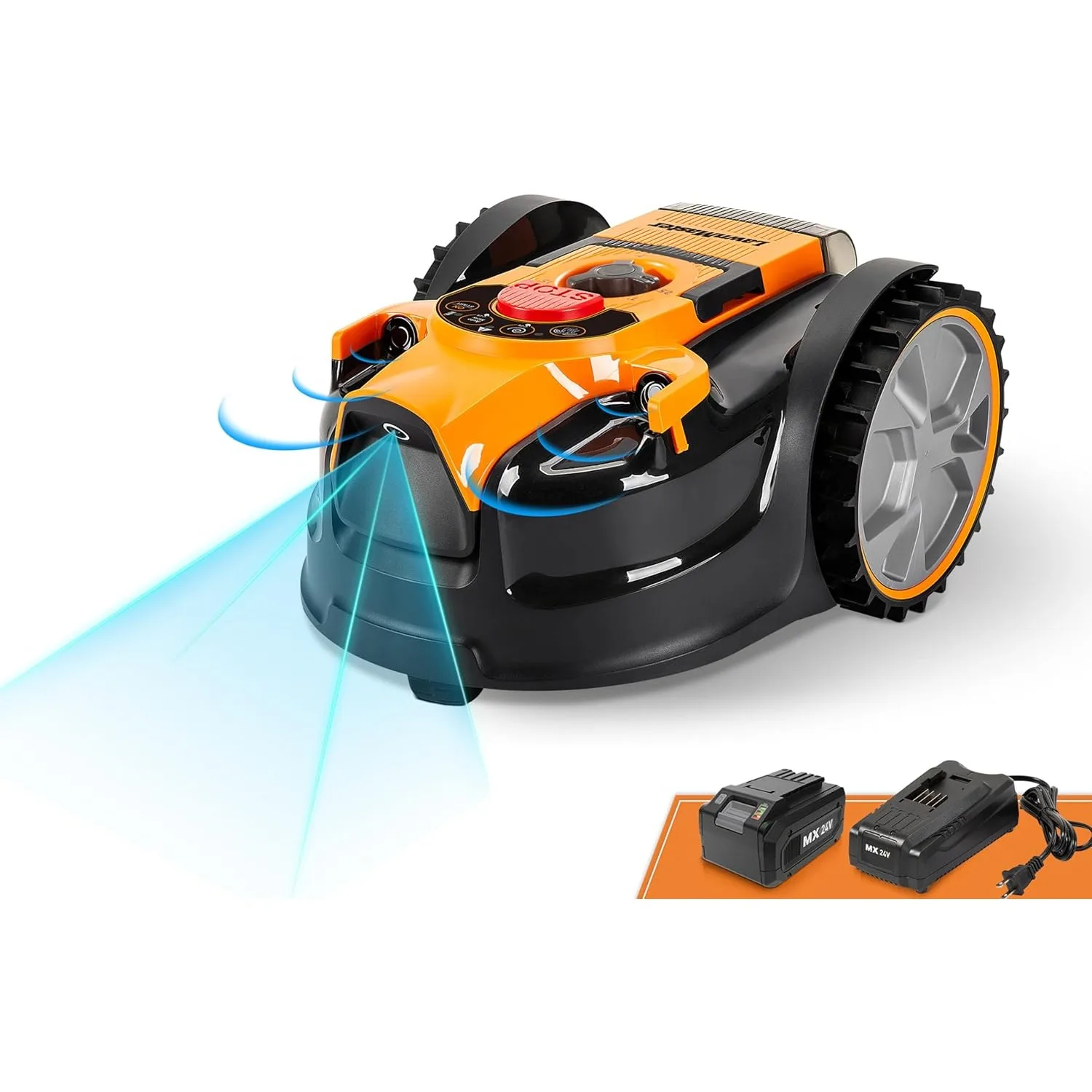 Perimeter Wire Free Robot Lawn Mower Cuts Small Lawns 1000-2000 Square Feet with Optical Navigation, Obstacle Avoidance