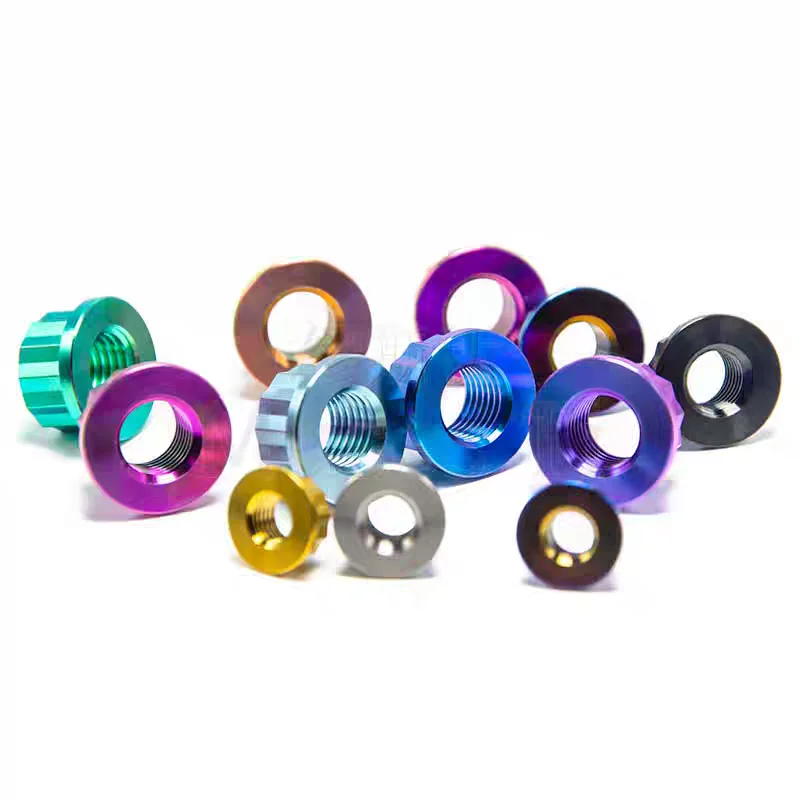 

TC4 Titanium Flange Locknuts Hex Nuts M5-M12 for Motorcycle & Bike Length 8/10/12/15/20/25-45mm 1Pc