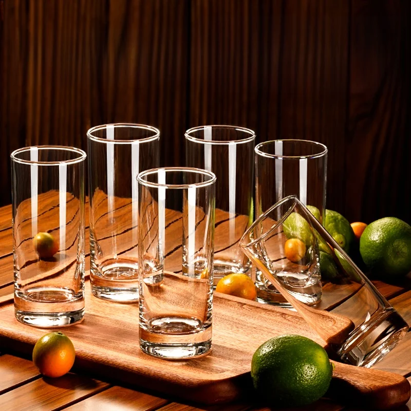 Heat Resistant Glass Cup Set Drinking Water Beer Milk Transparent Cups for Home Use round Shape Single Layer Glass Cups