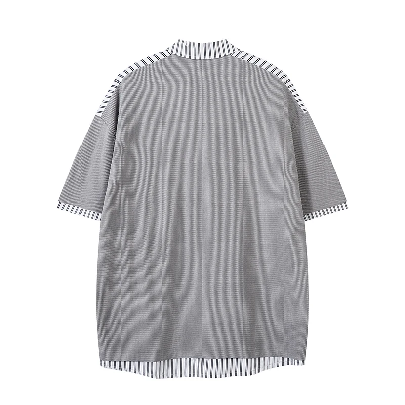 الرجال الهيب هوب الشارع الشهير بولو تي شيرت إلكتروني التطريز المرقعة وهمية اثنين الصيف المتضخم قميص بولو الرجعية عارضة زوجين أعلى المحملة #4