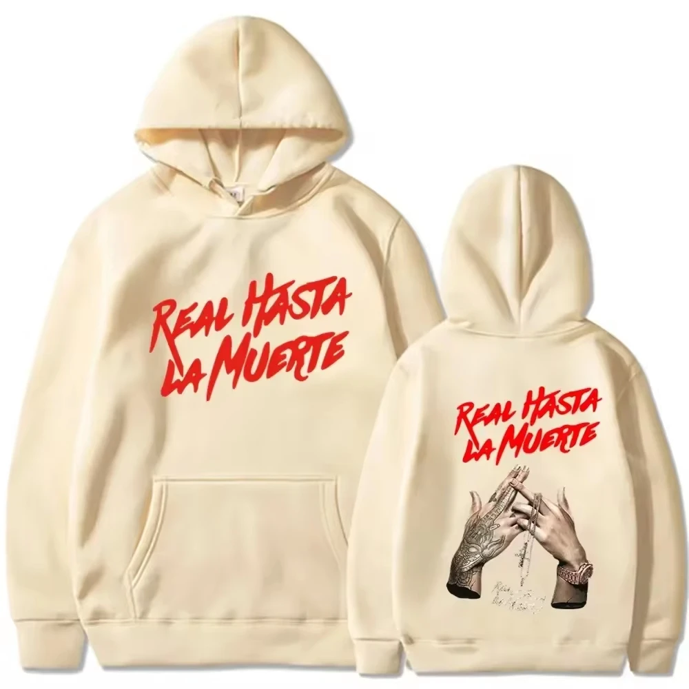 Rapper Anuel AA Real Hasta La Muerte Hoodies Pullover Men Hip Hop Oversized Streetwear Fashion Women Oversized Sweatshirt Unisex