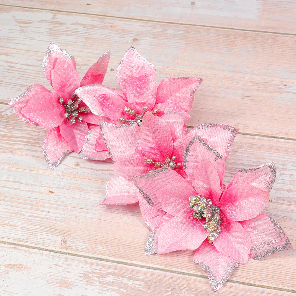 

36 Pcs Christmas Flowers Red Decor Wreaths nament Christmas nament Mini Gold Powder Simulated Party Home Festive