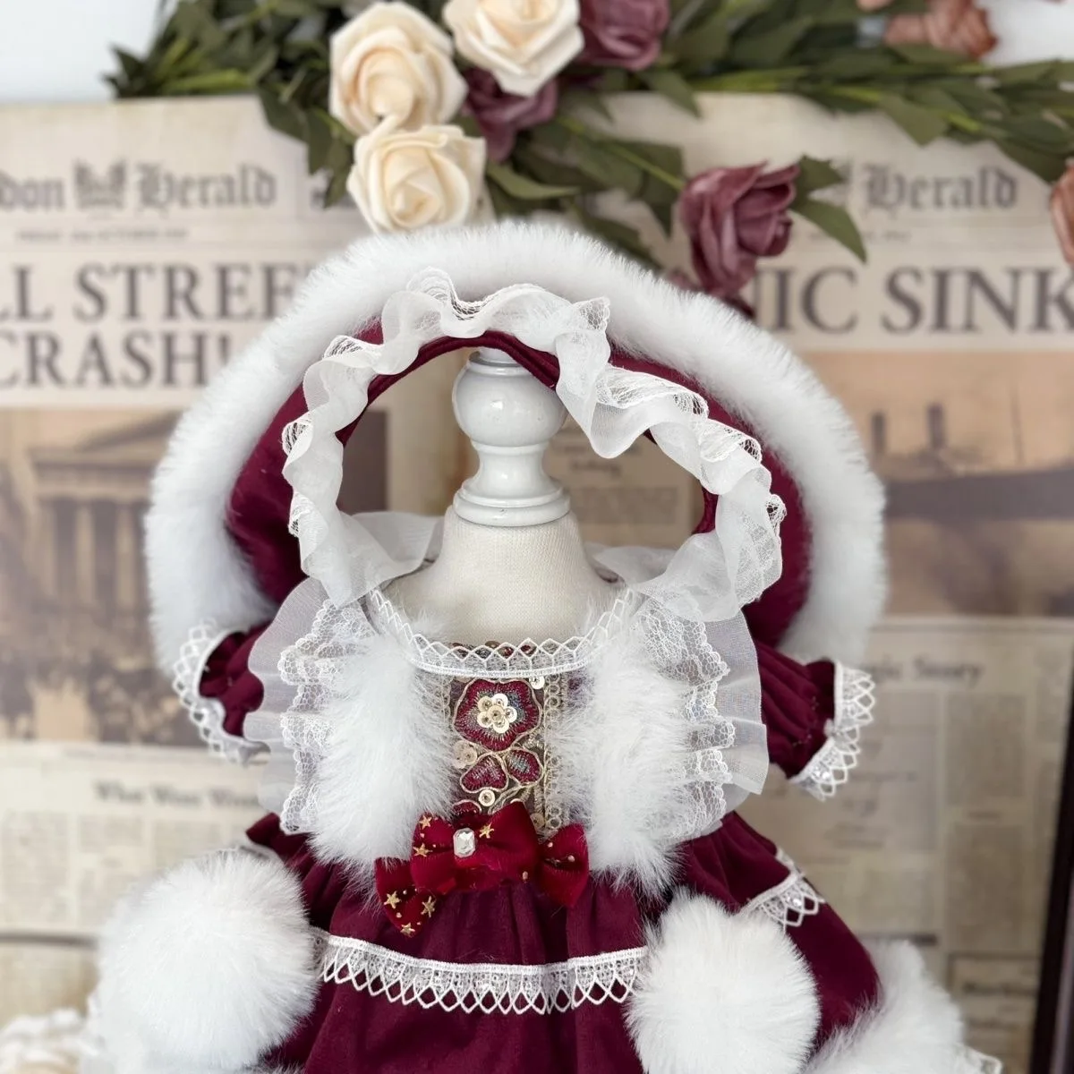 20cm 40cm 10cm 15cm cotton doll clothes, Wine red 50-55cm  reborn doll dress free shipping