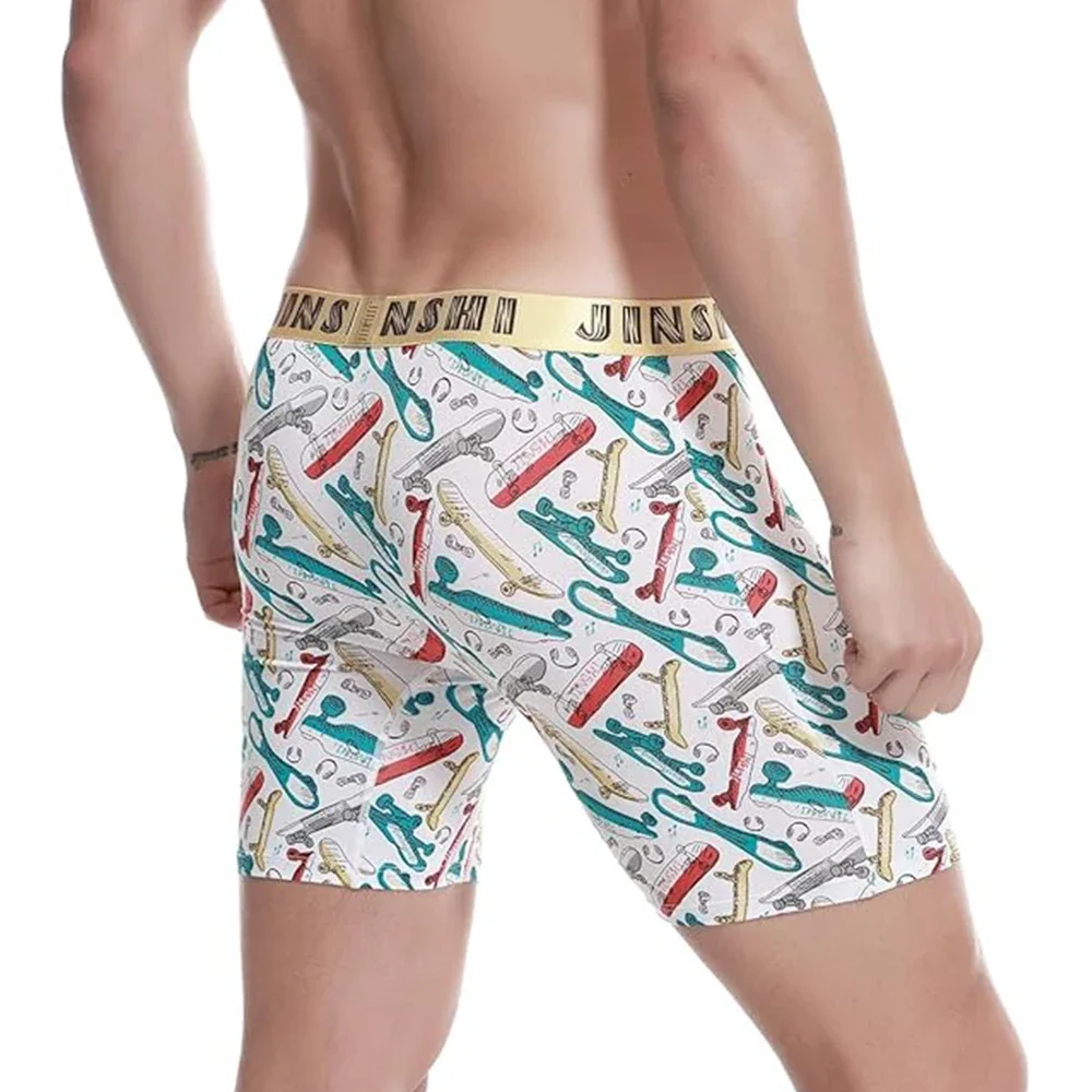 Jinshi Men Underwear Boxer Briefs No Ride Up Ultra-Breathable Soft Underpants Mens Printed Boxer Briefs