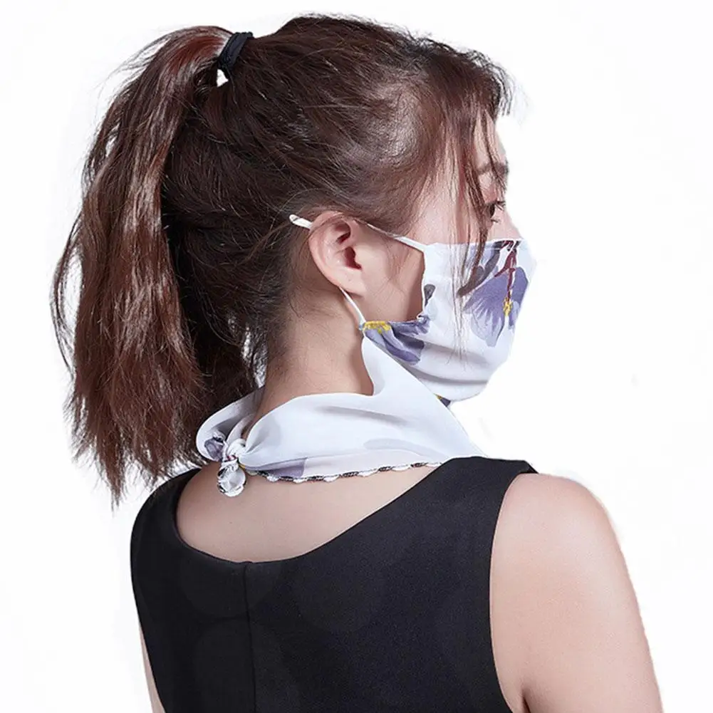 Spring Summer Chiffon Neck Collar Scarf Women Head Thin Scarf Ice Silk Small Anti-UV Sunscreen Veil Silk Variety Sunscreen K5R7