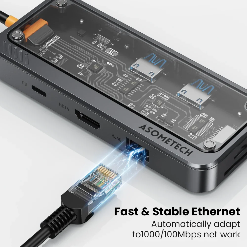 MacbookAirおよびタブレットコンピューター用のUSBcハブ,タイプC,8ポート,rj45,pd,100w,アダプター,USB 3.0,エクステンダー