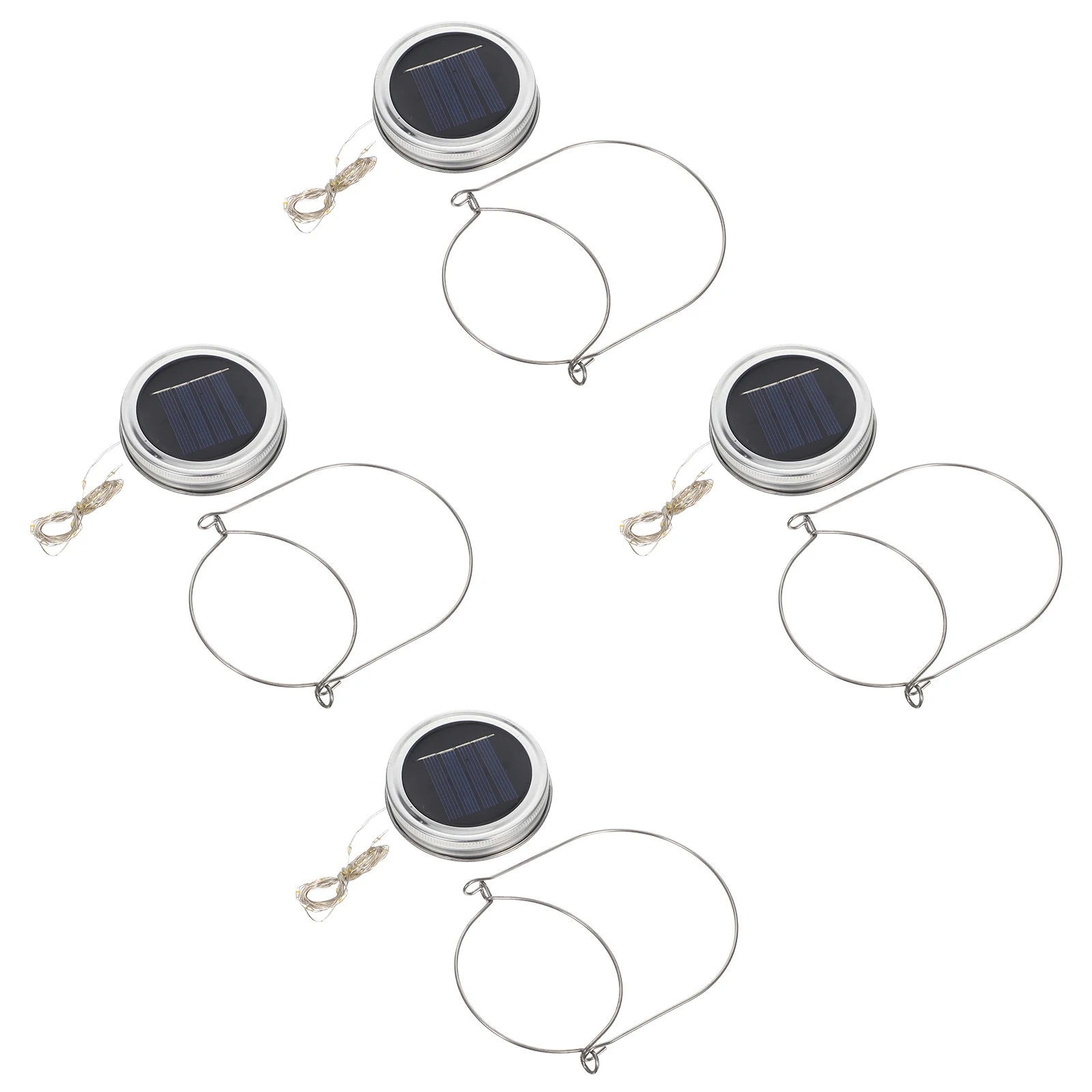

4 Sets Solar Lights Stainless Steel Outdoor Garden Patio Lawn Balcony Decoration Unique Lamp Lid Holiday Gift for Family Friends