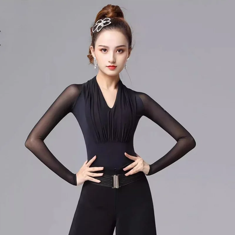 

Latin Dance Top Women's New Dance Long Sleeve Costume Gymnastics Practice Training Clothing