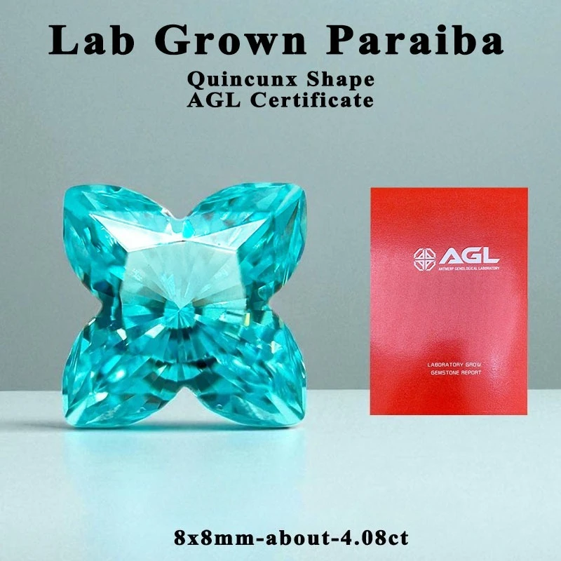 

Lab Grown Paraiba Quincunx Cut Neon Blue Color for DIY Advanced Jewelry Making Inlay Ring Necklace Selectable AGL Certificate