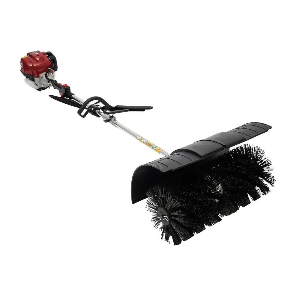 Gas Powered Broom Sweeper 31CC 4 Stroke Air Cooled 1.4HP Handheld Outdoor Snow Sweeping Tool 20.47