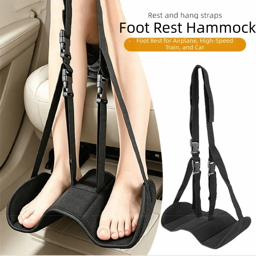 Adjustable Airplane Foot Hammock Breathable Comfortable Airplane Foot Rest Lightweight Foldable Travel Hanging Footrest Camping