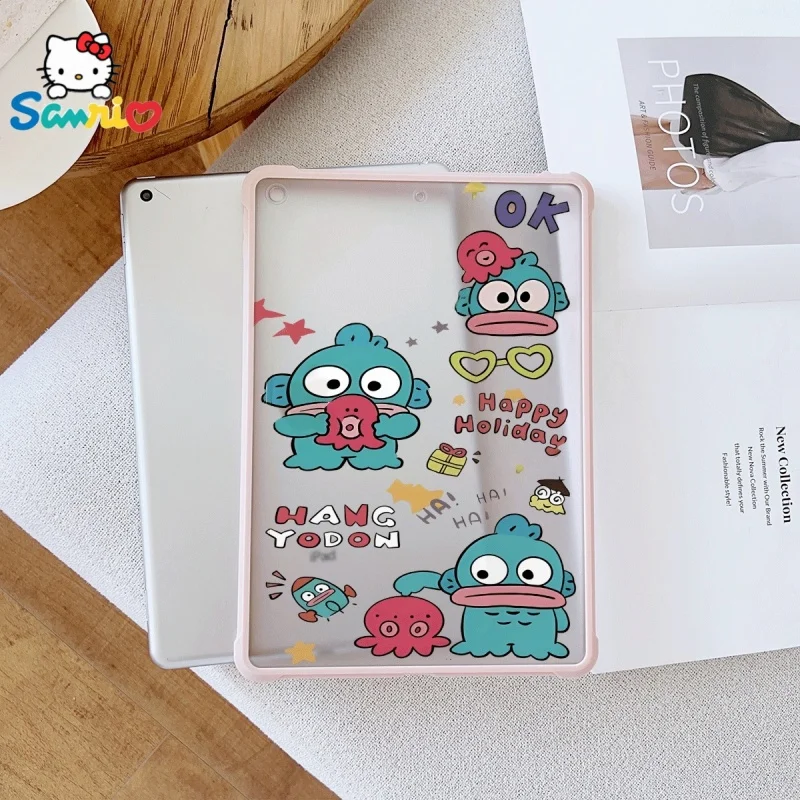 

Розовый прозрачный чехол для iPad Sanrio Hangyodon с рисунком, подходит для iPad Pro 2022/2024, iPad Air 3/5, iPad Mini 6, iPad 6/10