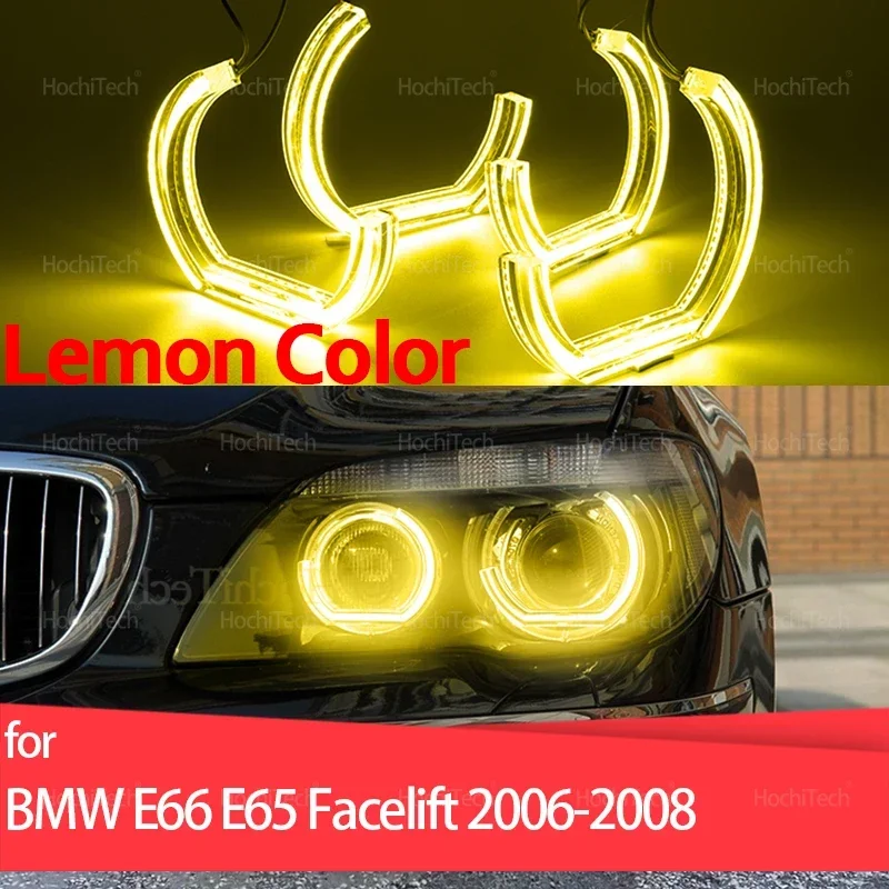 

For BMW 7 Series E66 E65 750I 760i 750Li 760Li 2006-2008 DRL LED Daytime Running Light New CS CSL Style Lemon Yellow Angel Eyes
