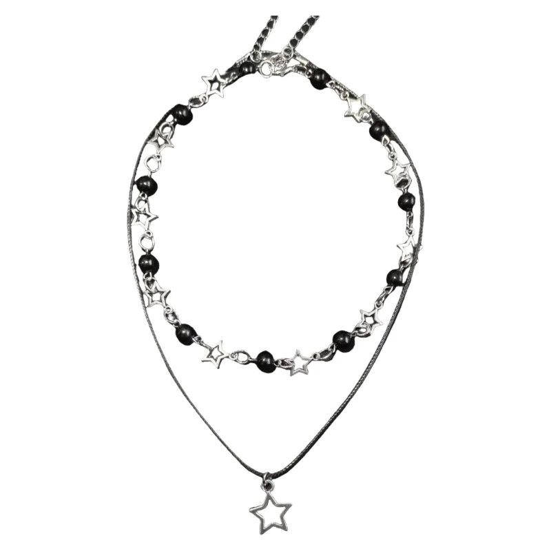 Versatile Star Beaded Choker Double Layer Necklace for Parties and Daily Outfits