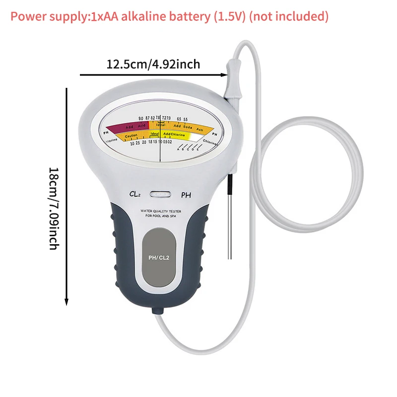 Miernik PH i chloru 2 w 1 CL2 Tester pozostałości chloru Przenośny tester 5,5-9,0 pH Detektor jakości wody chlorowej do basenu ﻿