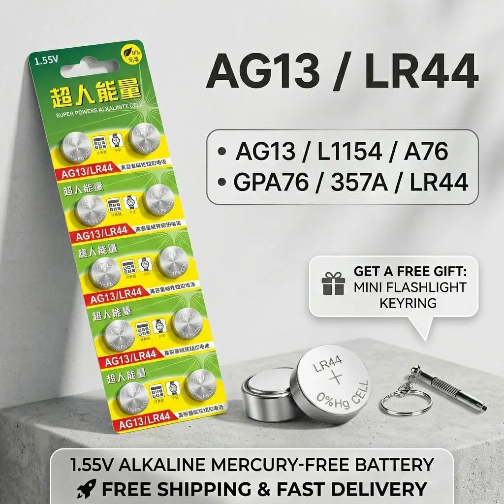 

LR44 AG13 L1154F SR44 A76 1.5V Premium Alkaline Button Coin Cell High Capacity Battery 5-10pcs for Calculator
