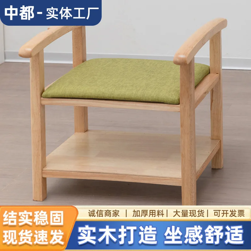 Age-Friendly Shoe-Changing Bench Solid Wood Elderly Sitting Stool with Green Cushion 40x30x60cm Modern Design for Home Bedroom E