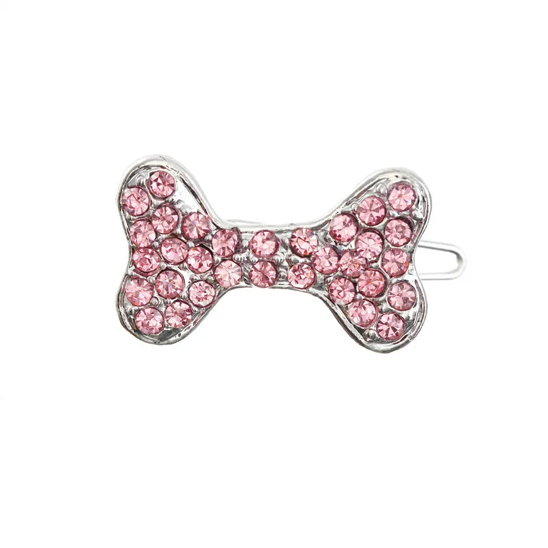 Cute Pet Lovely Bone Rhinestone Hairpins Pet Dog Bows Hair Clips for Puppy Dogs Cat Yorkie Teddy Pet Hair Decor Pet Supplies