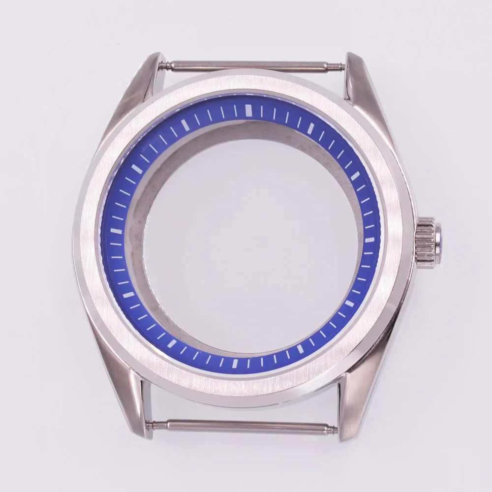 40mm Silver Watch Case Sapphire glass White/Blue/Orange/Black Chapter Ring FIT NH34 NH35 NH36 Movement image 3