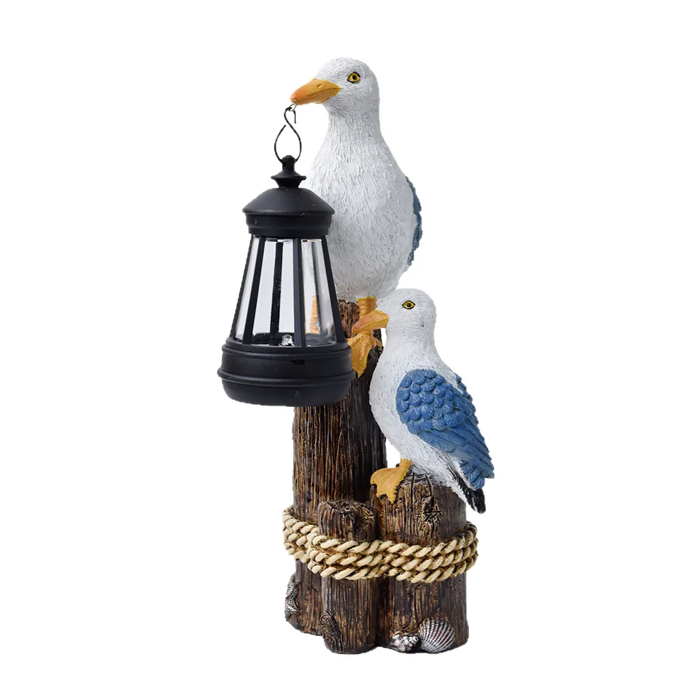 Seagull chandelier solar outdoor light statue ornament, sea view villa garden decoration ambient light