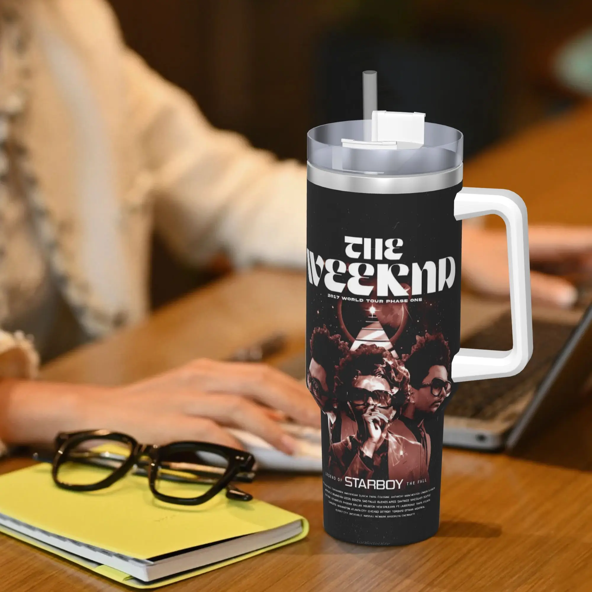 ألبوم The Weeknd XO، زجاجة مياه للمشروبات الساخنة، تحافظ على الحرارة، أكواب حرارية من الفولاذ المقاوم للصدأ، أكواب سيارة للتخييم مطبوعة