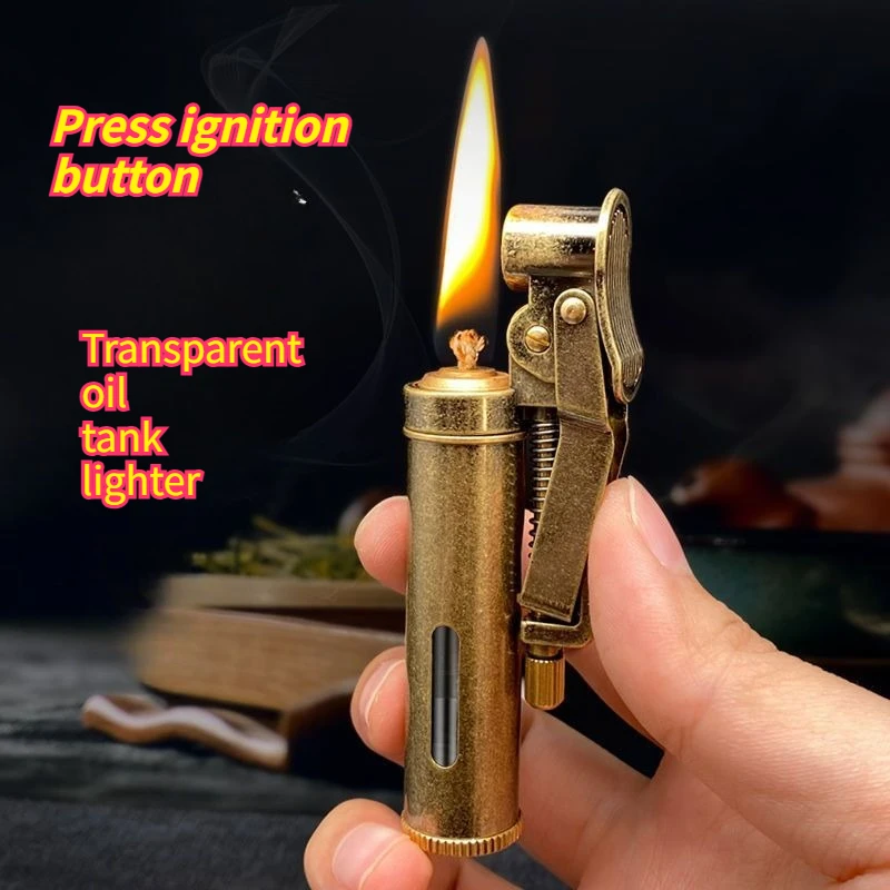 

New Product Creative Personality Nostalgic Retro Lighter Zinc Alloy Material Portable Open Lid One Button Ignition Men's Gift