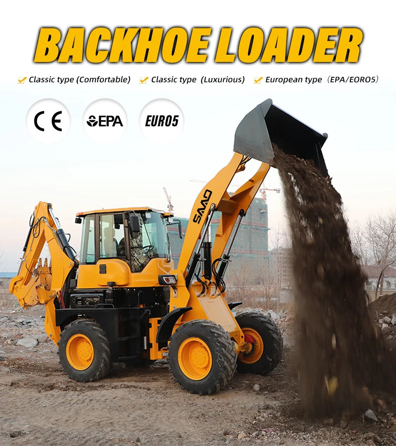 High Capacity Ce Certificated Chinese Backhoe Loader Mini Backhoe Loader Mini Loader Backhoe 4X4 With Factory Price