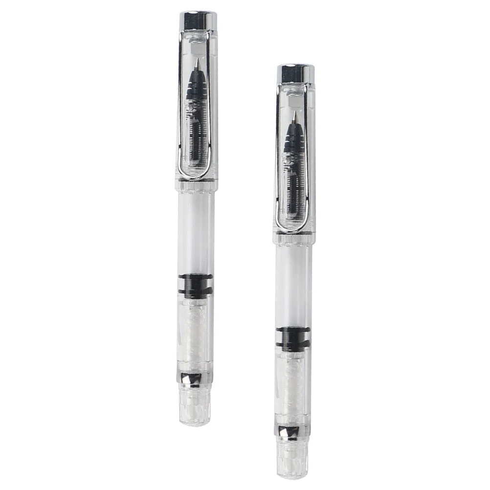 2 Pcs Piston Filling Gel Pen Business Pens Bulk Ink for Artists Calligraphy Smooth Writing Drawing Tool School Office Home