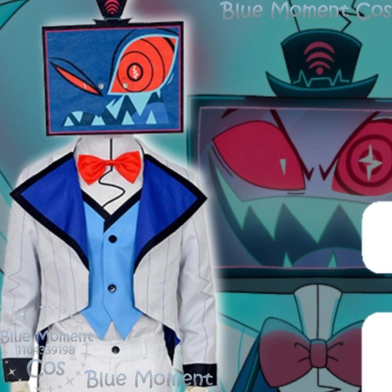 Disfraz de Halloween Hell Vox, Traje de Esmoquin Blanco, Ropa de Demonio de TV, Traje de Noche, Frac, Máscara de Vox, Anime 3V Vees VVV, Navidad, Carnaval