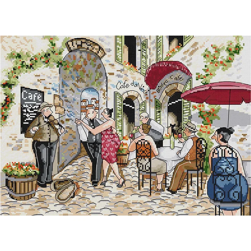 Enjoy Life Series Character Pattern Cross Stitch Kit Aida 14ct 16ct 11ct White Canvas Printed Fabrics DIY Hand Embroidery Kits