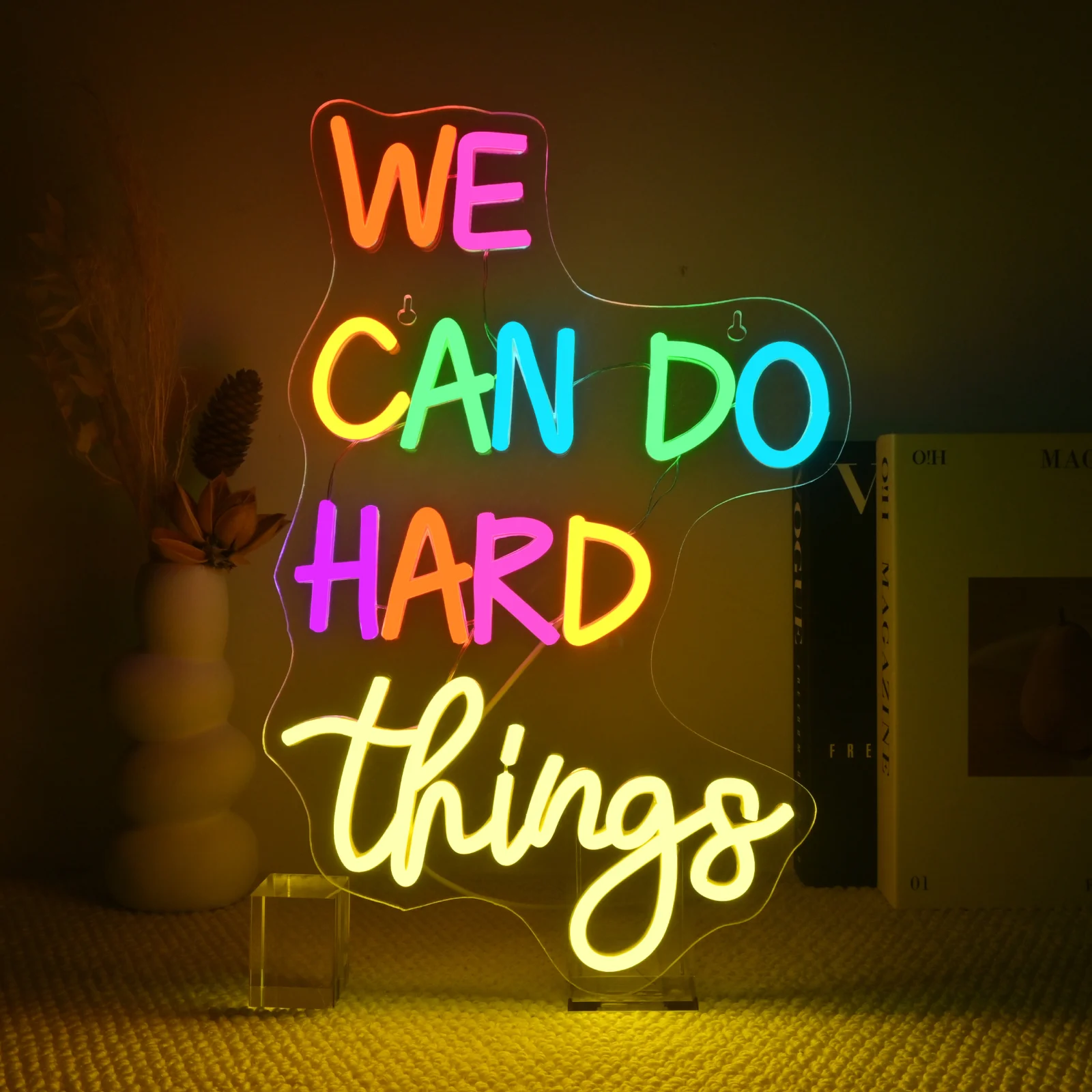 私たちは難しいことをすることができますネオンサインカスタムジム誕生日パーティーの背景の装飾調光可能な-led-サイン寝室用ネオンライト壁の装飾