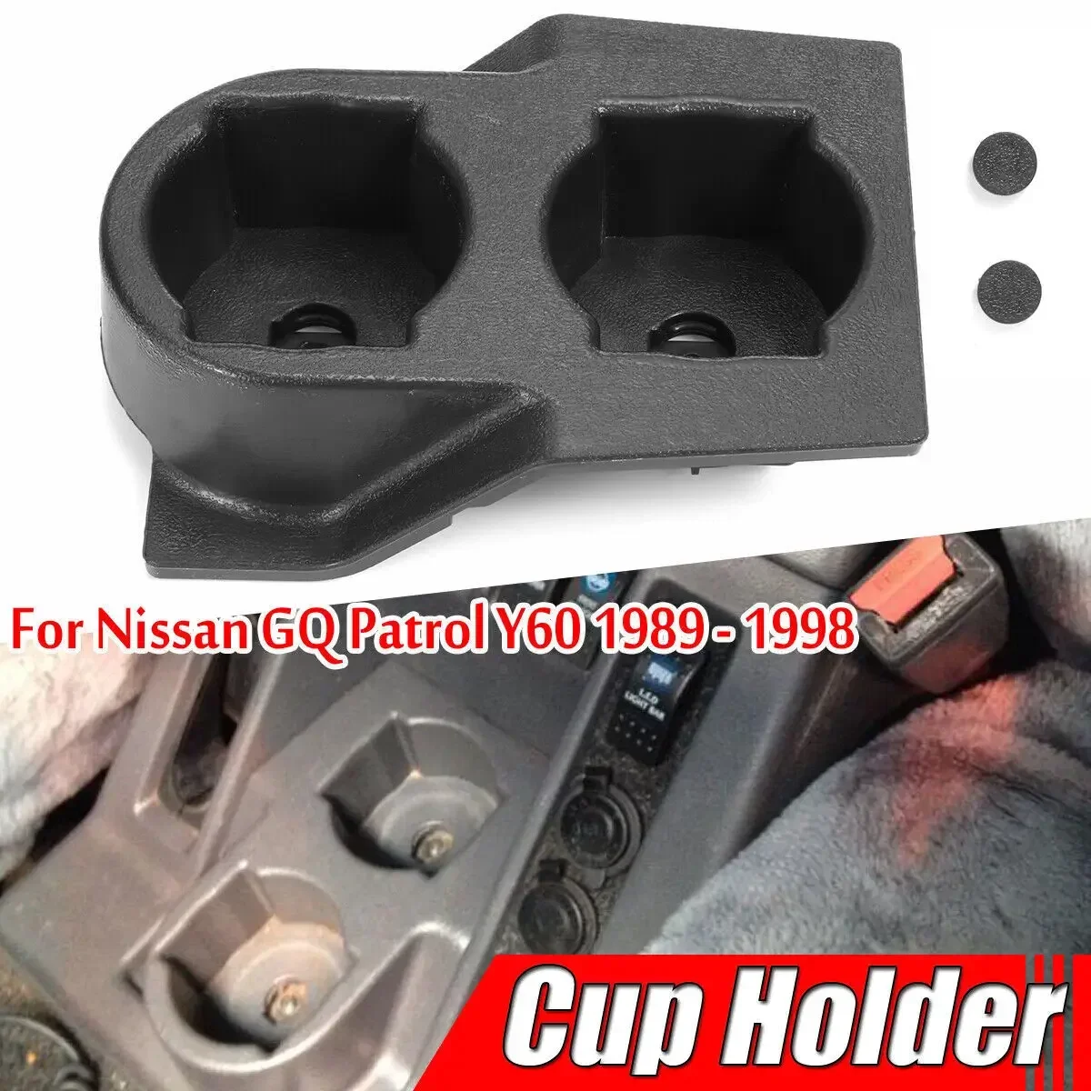 Front Console Dual Cup Holder For Nissan GQ Patrol Y60 1989-1998 High Quality Durable Cup Holder Black Insert Car Accessories