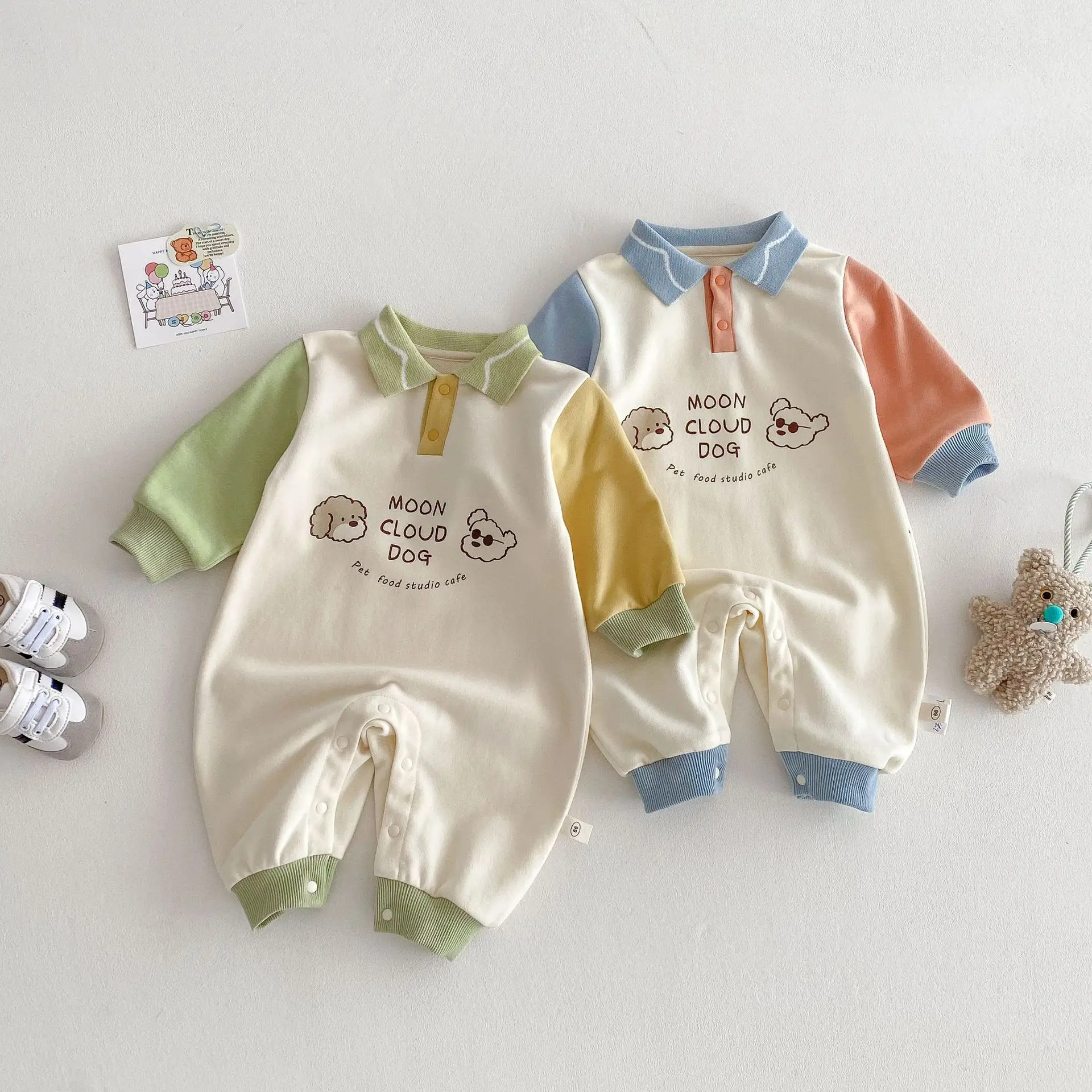

Baby Fashion Jumpsuit 2025 New Spring Baby Letter Cartoon Contrasting Color Ha Yi