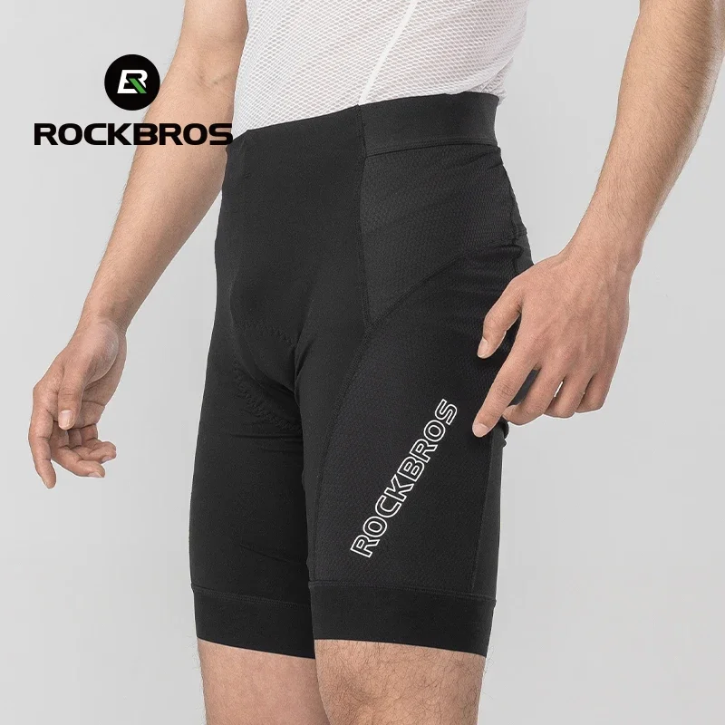 ROCKBROS Men\'s Cycling Shorts With Pocket Shock Absorbation Dual Density Sponge Padded Breathable Bicycle MTB Liner Shorts