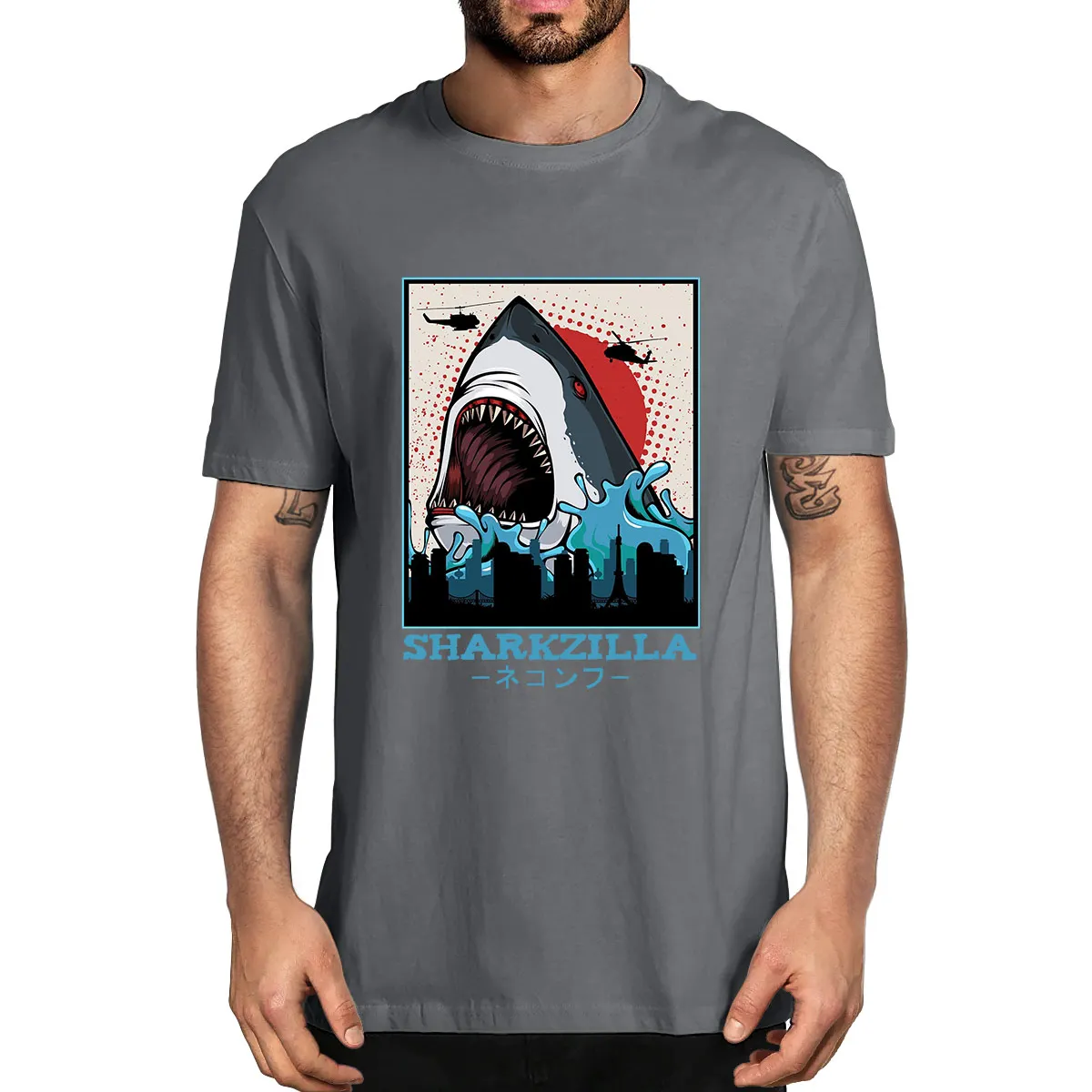 100% Cotton Sharkzilla Hungry Funny Shark Week Sharks Japan Lover Sarcastic Geeky Summer Men's Novelty T-Shirt Women Soft Tee