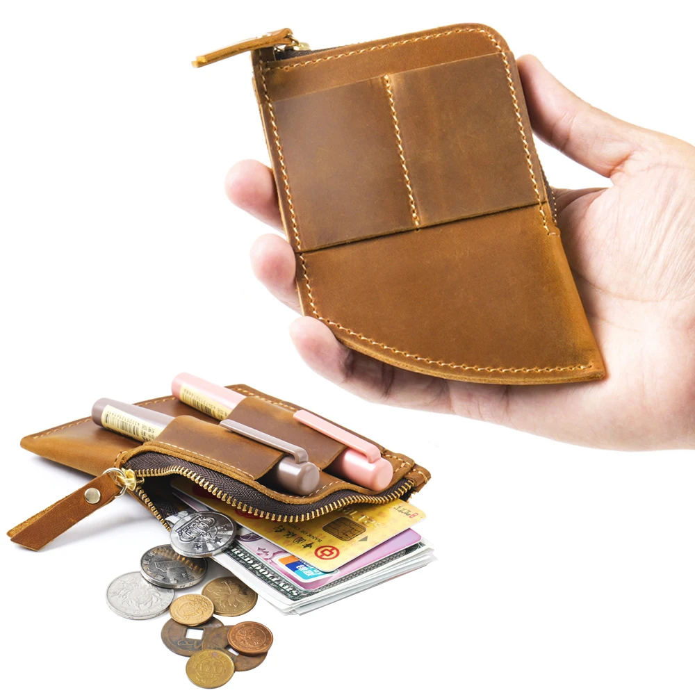 Vintage Leather Wallet for Men – Multi-functional Design with Pen Slot, Card Holder & Coin Pocket Organizer