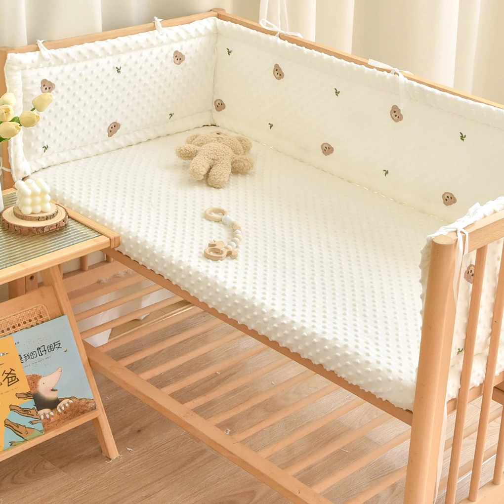 1Pcs Cotton Baby Bumper Crib Protector Korean Style Quilted Crib Fence Soft Anticollision Detachable Washable Bed Surround Fence