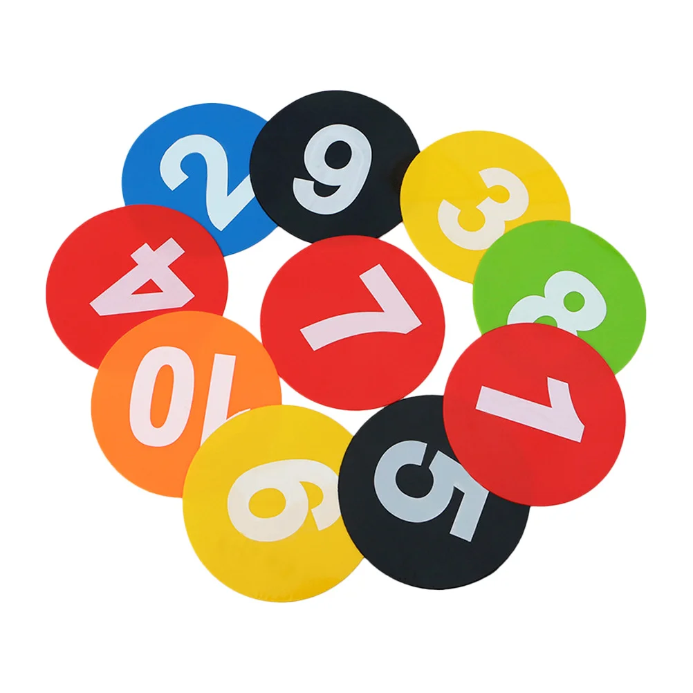 

10pcs Football Training Sign Dish Durable TPE Material Reusable Gym Soccer Field Equipment Marker Number Pattern