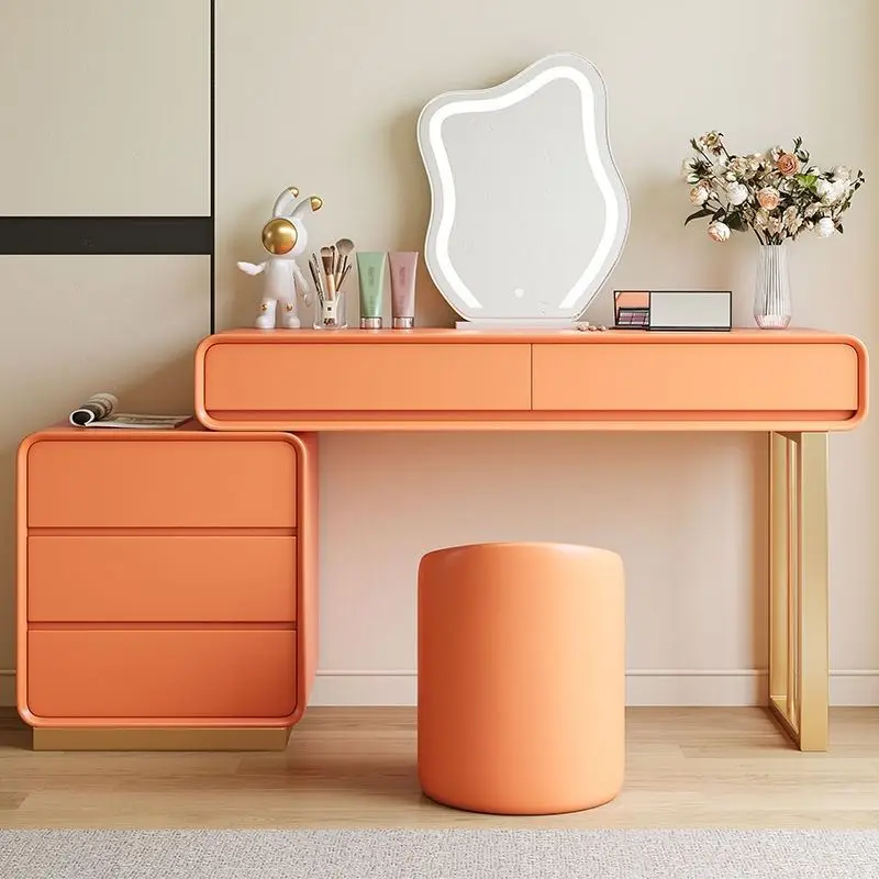 

Modern minimalist, cream Italian dressing table, room integrated high-end cosmetics desktop storage