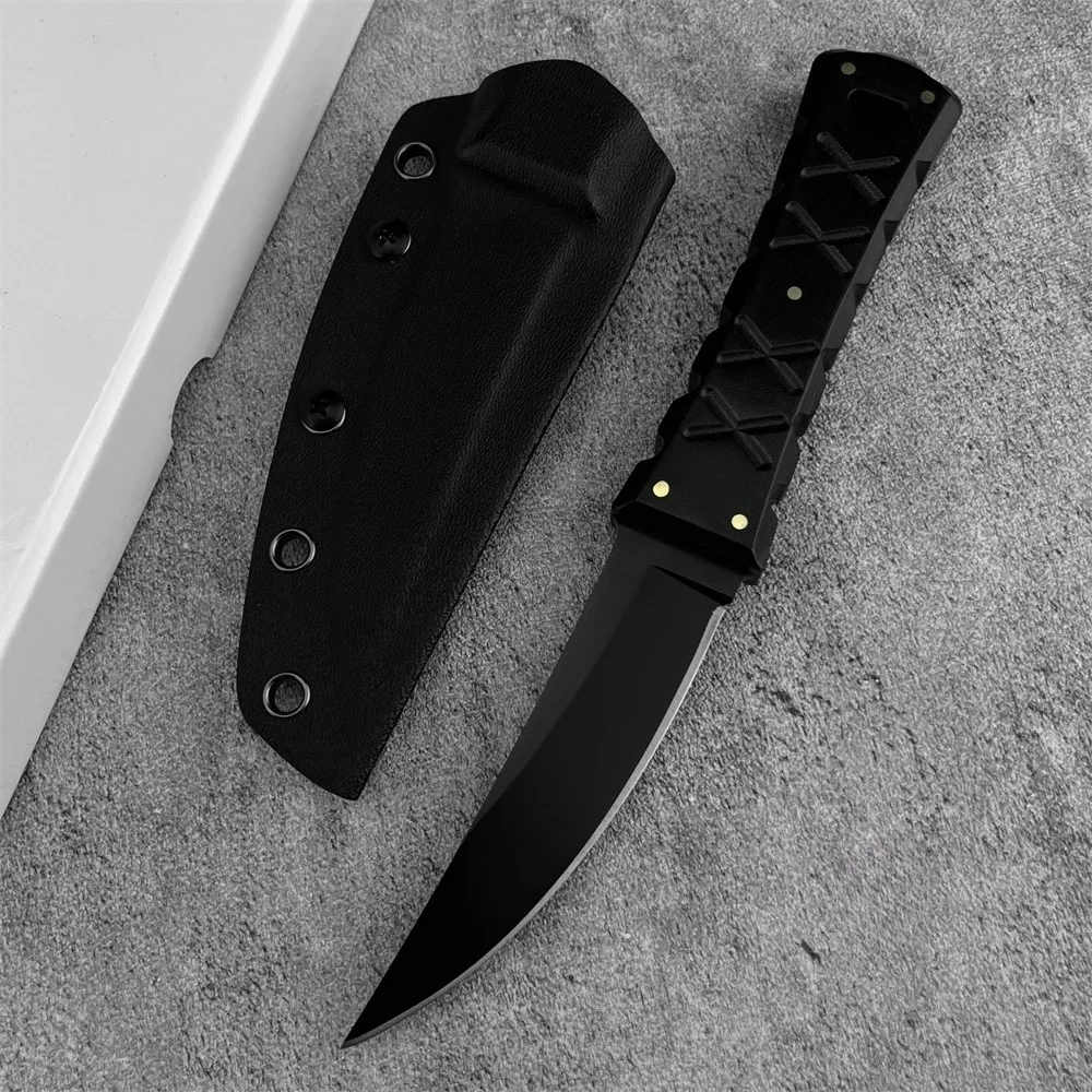DC53 Steel Outdoor Fixed Blade – Striking Brown & Black Two-Tone G10 Handle, Perfect for Camping Hunting Hiking Everyday Carry