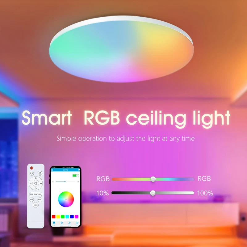 Smart 54W RGB Ceiling Light Phantom LED Modern Ceiling Light Remote APP Control 220V Indoor Party Light Living Room Decoration